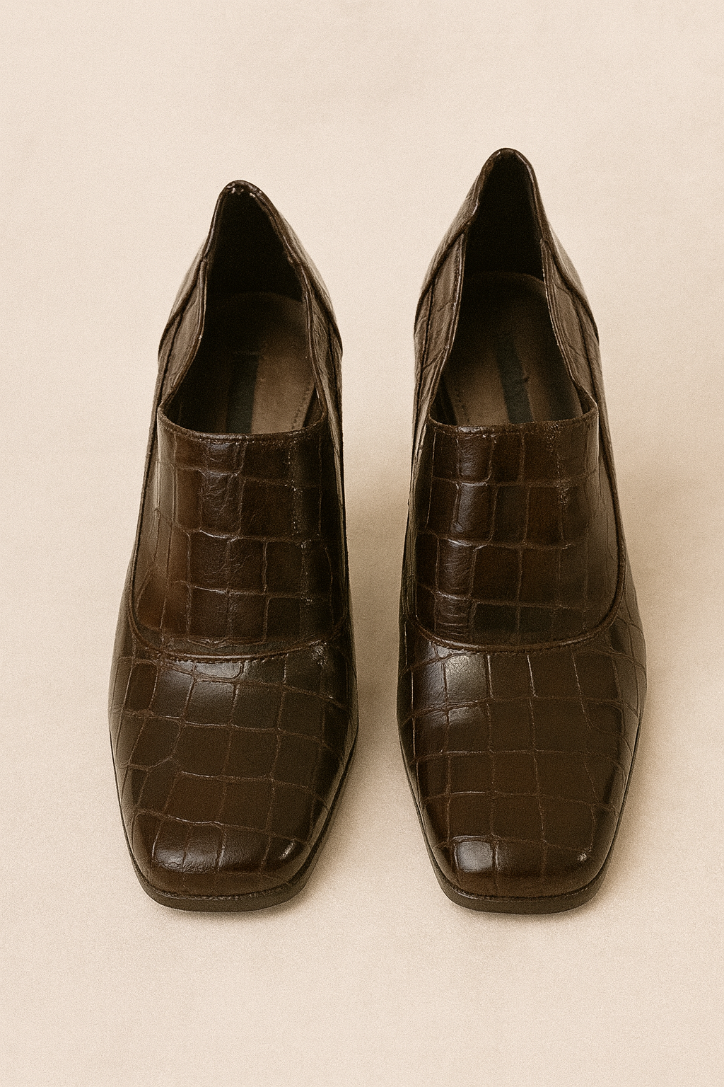 Bandolino Brown Croc Heels – Women’s Size 7.5, 3” Block Heel Dress Shoes