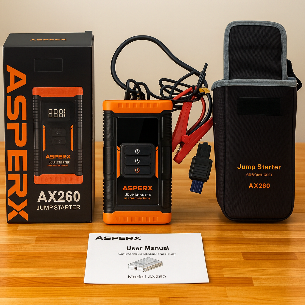 ASPERX AX260 Jump Starter with Built-In Air Compressor — Open Box