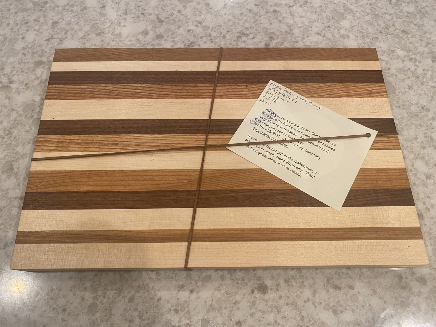 Handmade Maple Walnut Cutting Board: Edge Grain Butcher Block 07.40