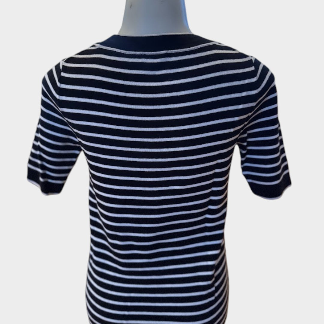 Talbots Black & White Striped Knit Top Women’s XS Short Sleeve Sweater Tee