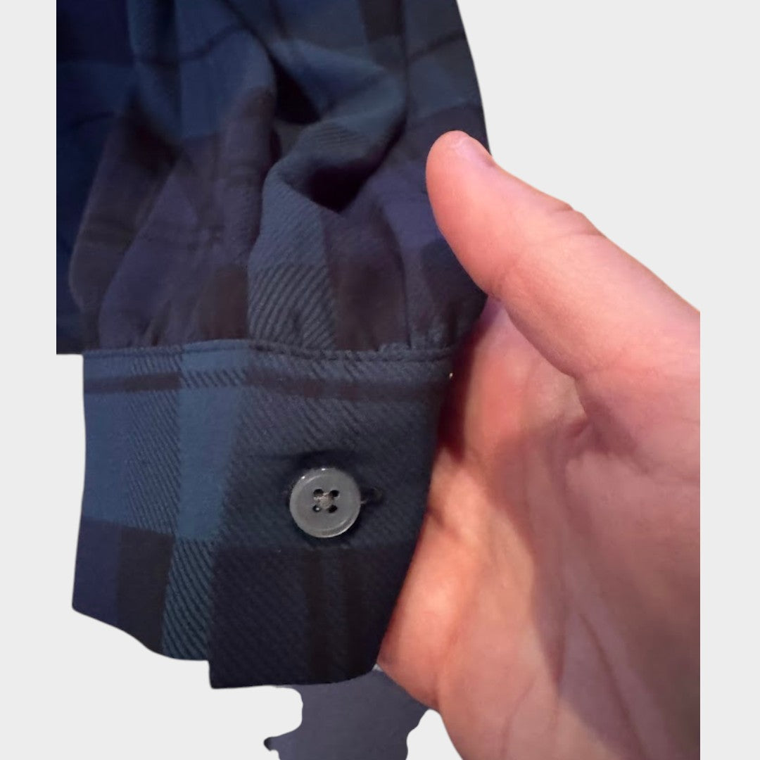 J.Crew Navy Blue Plaid Blouse Women’s Small Sheer Long Sleeve Top