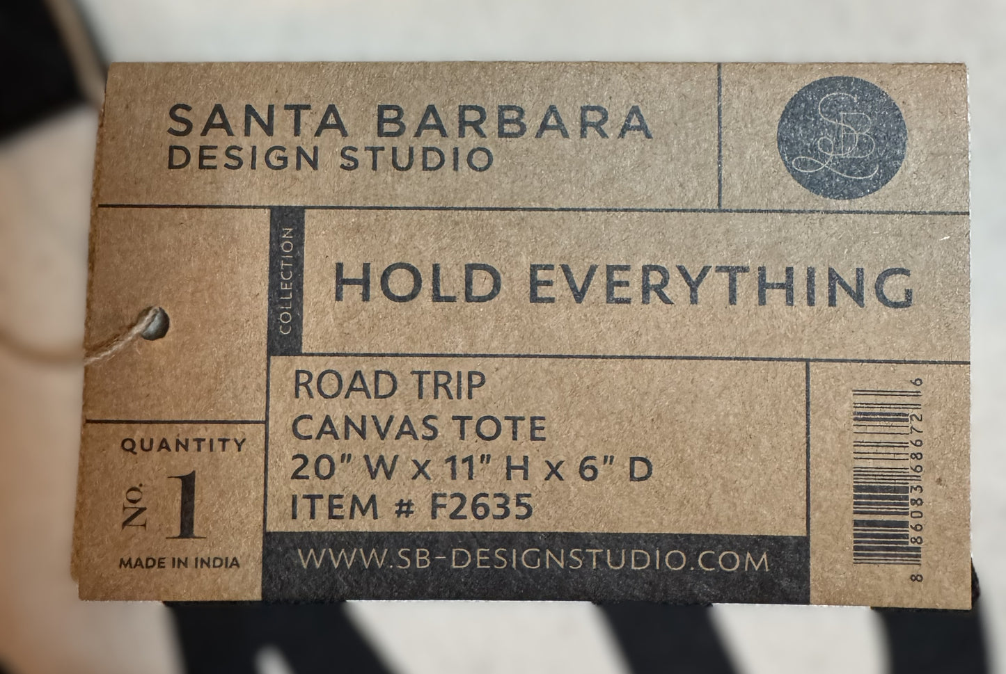 “Road Trip” Canvas Tote – 20" x 11" x 6" | Durable Travel & Everyday Bag | Brand New