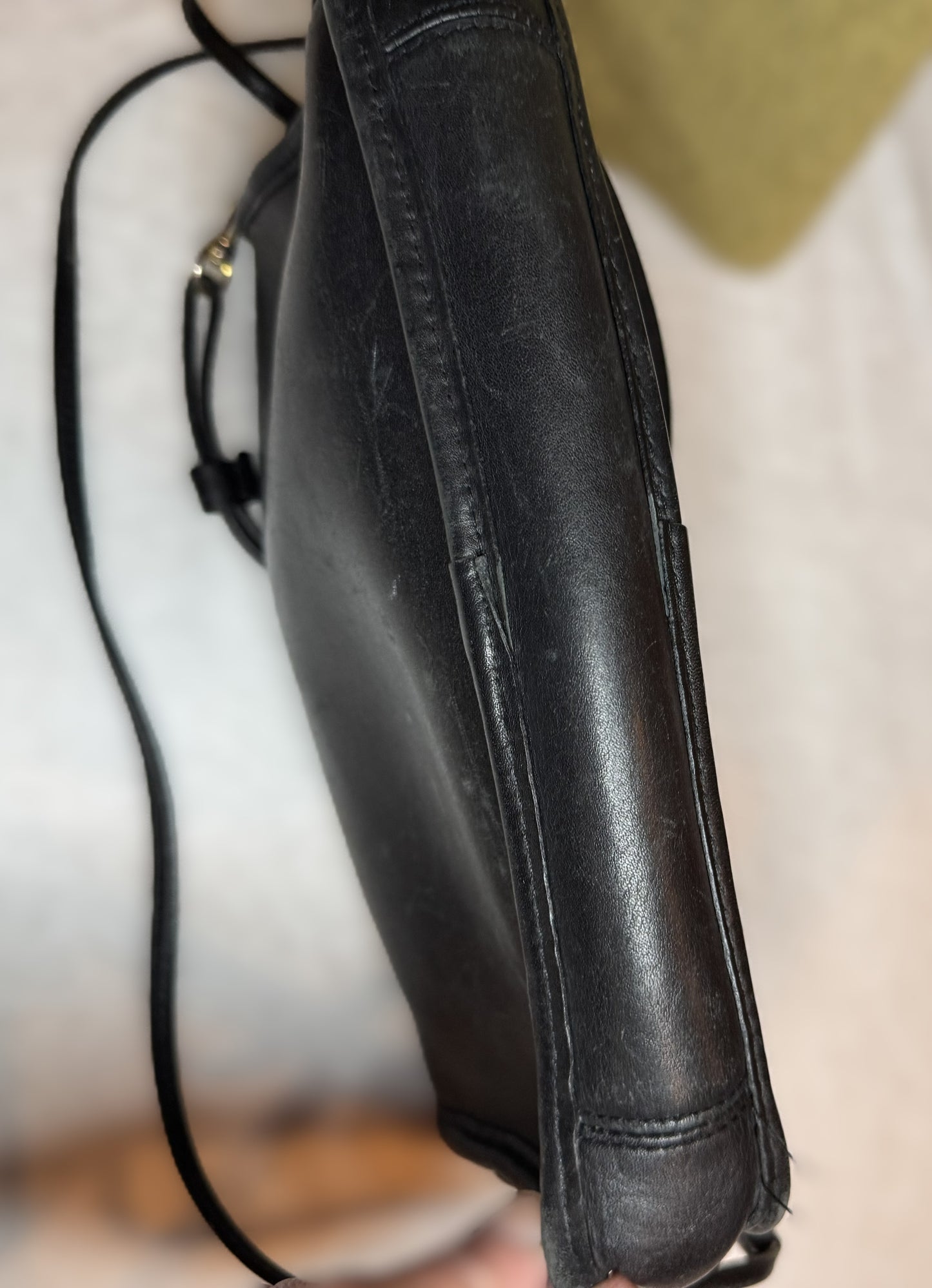 Unbranded Black Genuine Leather Crossbody Purse | Small Shoulder Bag with Strap | Preloved