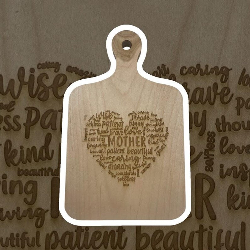 Personalized Mother's Kitchen Decor: Engraved Wood Cutting Board 07.07