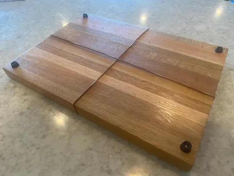Handmade Oak Cutting Board: Edge Grain Butcher Block with Juice Groove 07.31