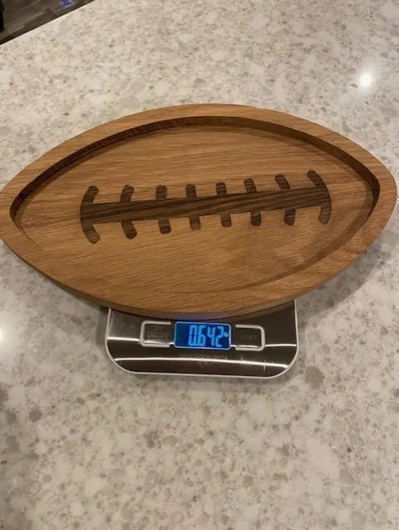 Handcrafted Football-Shaped Oak Cutting Board - Sports Lover's Charcuterie Tray 07.19