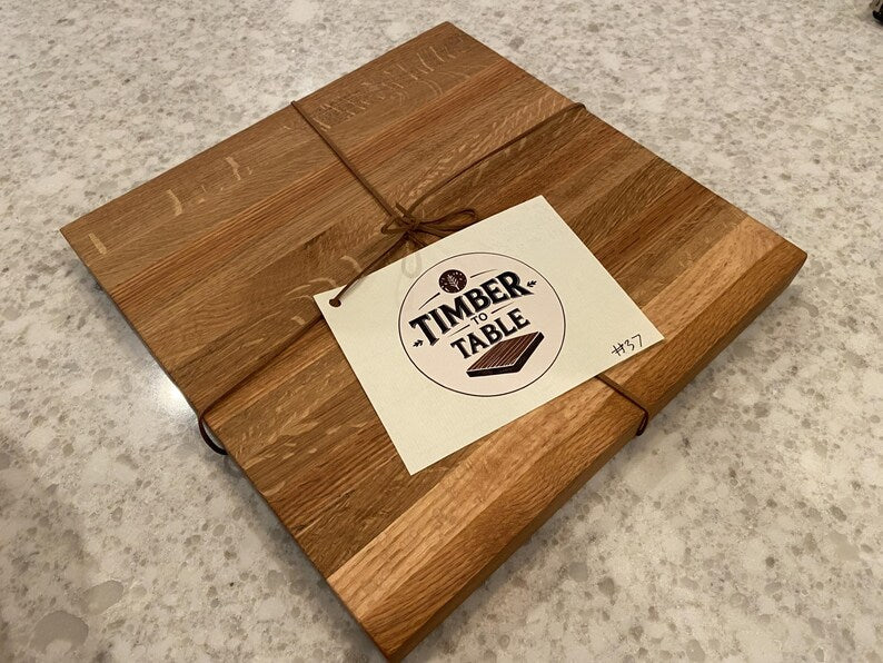 Handmade Oak Cutting Board: Food Safe Beeswax Finish (11.5" x 11.5")