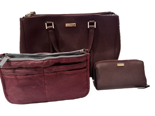 Authentic Pre-Owned Kate Spade Burgundy Briar Newbury Lane Large Tote Bag + Zip Wallet & Organizer | Handbag, Purse, Satchel