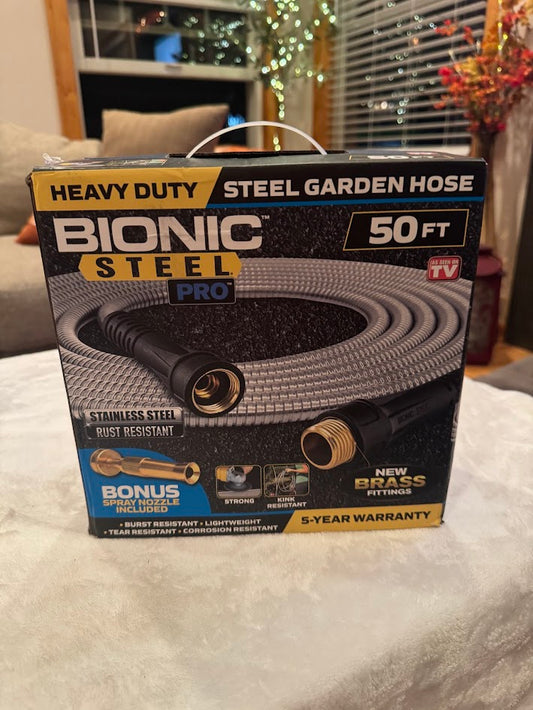 New Bionic Steel Pro 50ft Heavy Duty Steel Garden Hose – Kink-Resistant, Durable & Flexible