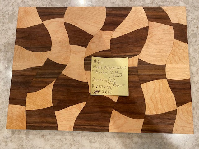 Board 07.21 Drunken Cutting Board – Maple & Black Walnut, 14x10" Wavy Edge Cheese & Chopping Board | Unique Foodie Gift