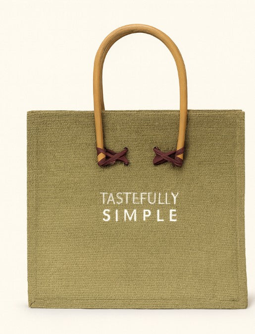 Tastefully Simple Jute Tote Bag