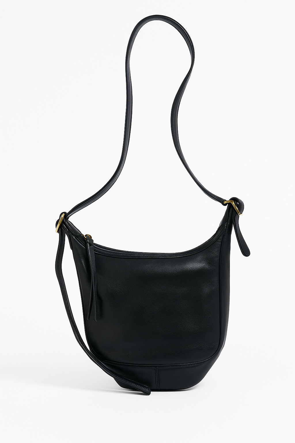 Coach Vintage Black Leather Bucket Crossbody Bag (Style 9666)