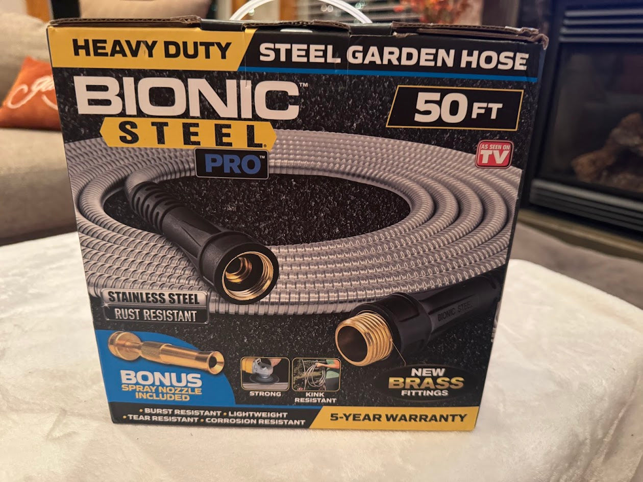 New Bionic Steel Pro 50ft Heavy Duty Steel Garden Hose – Kink-Resistant, Durable & Flexible