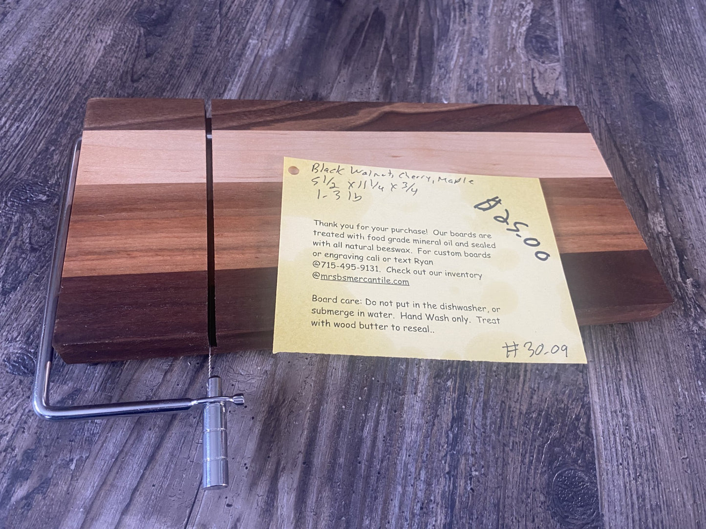 Handcrafted Walnut, Cherry & Maple Cheese Slicer Board – Artisan Timber to Table Collection 07.30.09