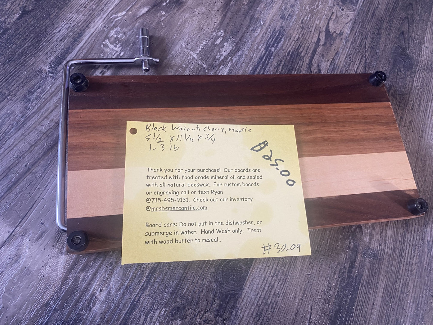 Handcrafted Walnut, Cherry & Maple Cheese Slicer Board – Artisan Timber to Table Collection 07.30.09