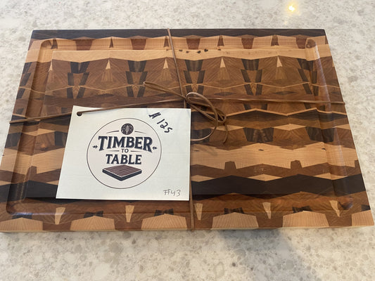 End Grain Cutting Board – Kaleidoscope Pattern | Maple, Walnut, Cherry & Oak | Timber to Table 07.43