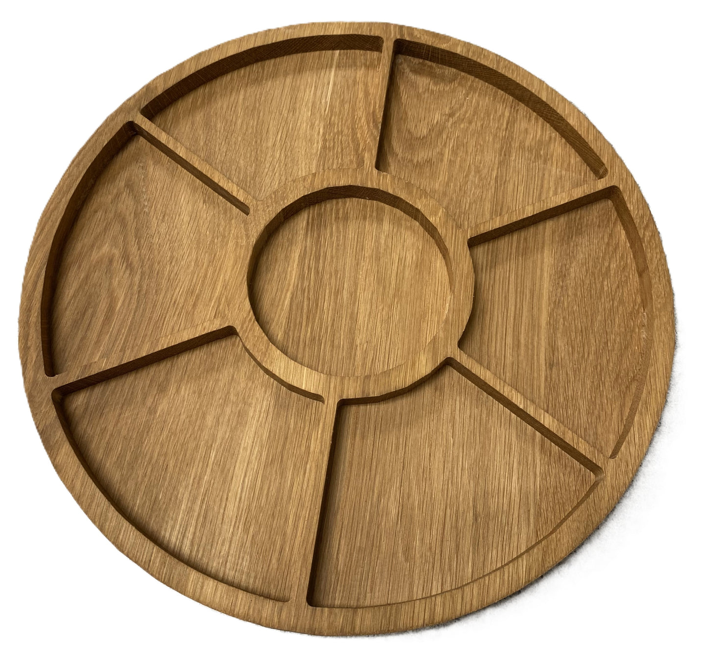 Board 07.08 Oak Round Wooden Snack & Charcuterie Tray | Divided Serving Board
