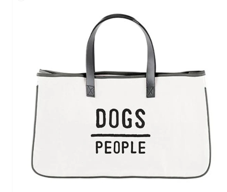 DOGS Over People Canvas Tote Bag – Large Everyday Shoulder Tote for Dog Lovers | Santa Barbara Design Studio