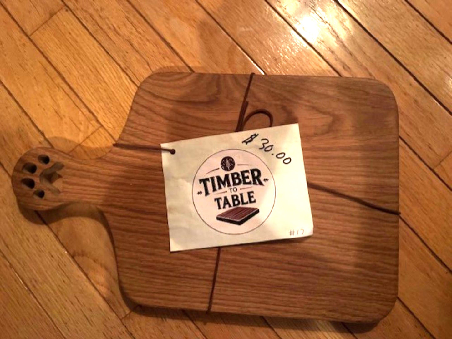 Puppy Paw Print Large Oak Cutting Board – Handmade Wooden Serving Board for Dog Lovers