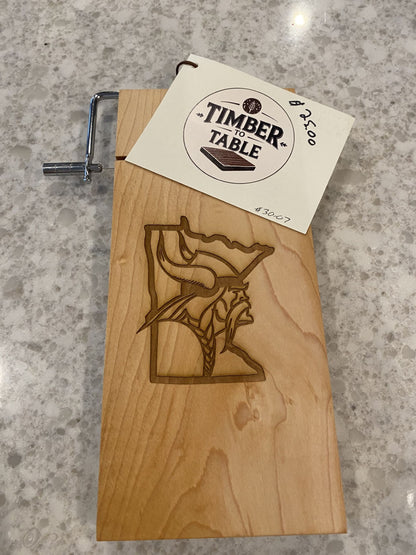 Board 07.30.07 Minnesota Vikings Cheese Slicer – Handmade Maple Wood
