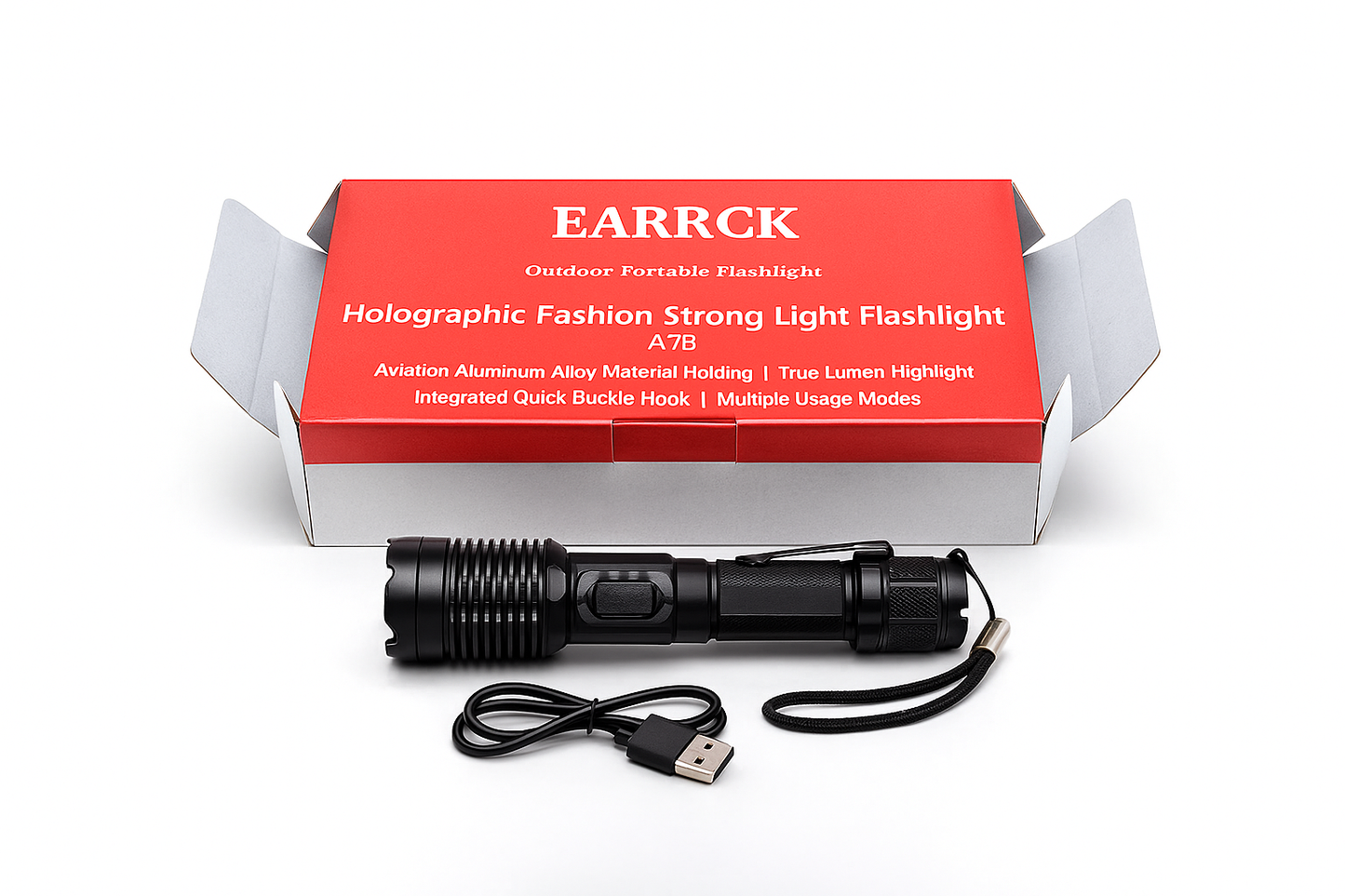 EARRCK A76 Rechargeable Tactical Flashlight – High Lumen, Zoomable, Multi-Mode
