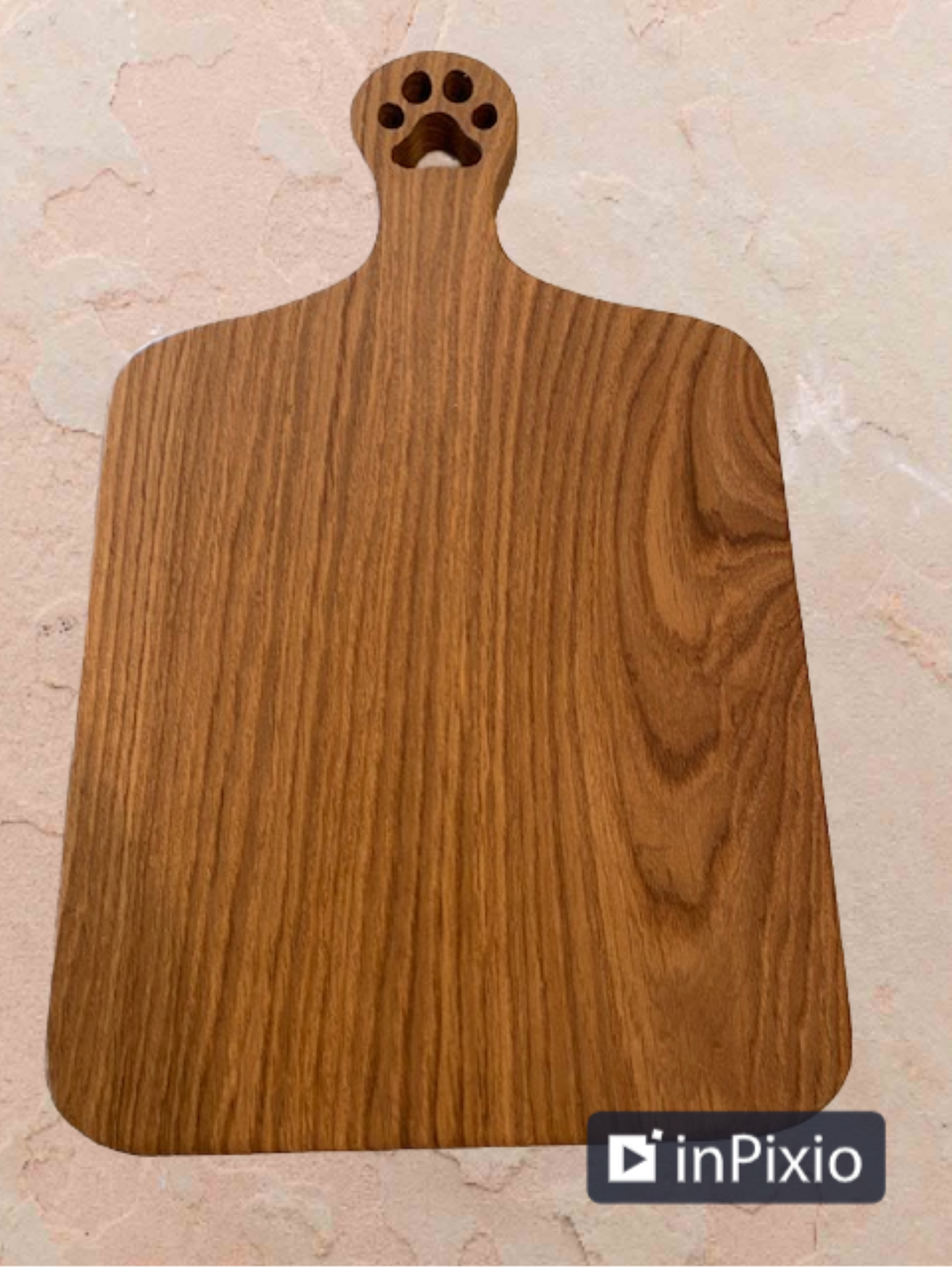 Puppy Paw Print Large Oak Cutting Board – Handmade Wooden Serving Board for Dog Lovers