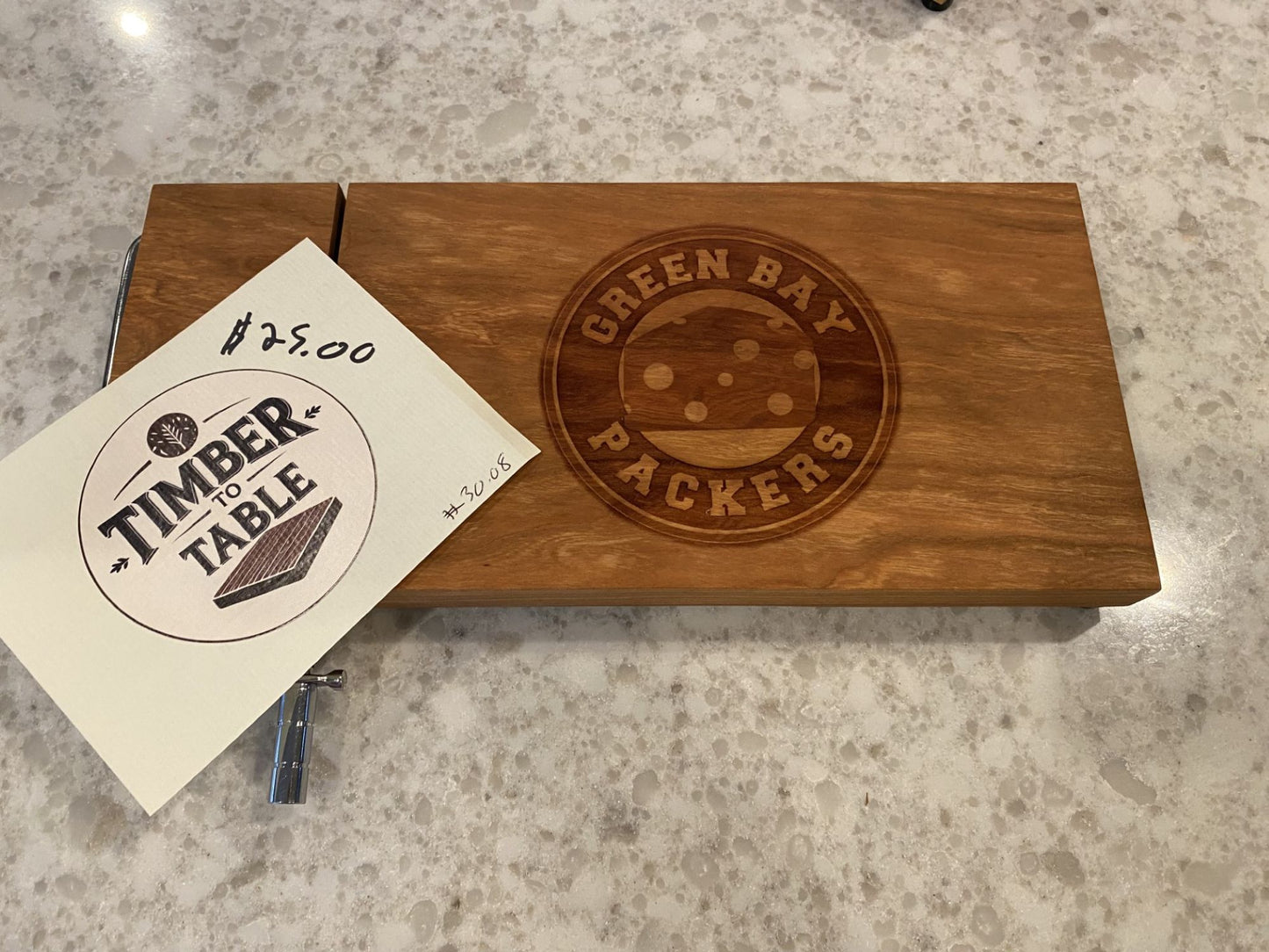 Green Bay Packers Cheese Slicer – Handmade Cherry Wood Board