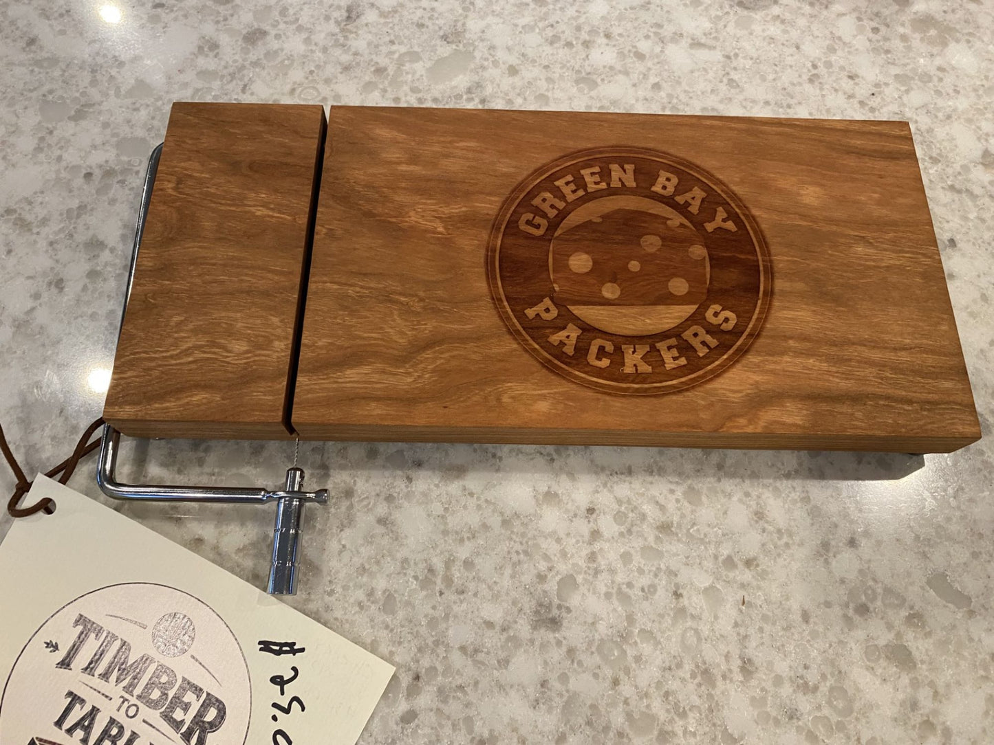 Green Bay Packers Cheese Slicer – Handmade Cherry Wood Board