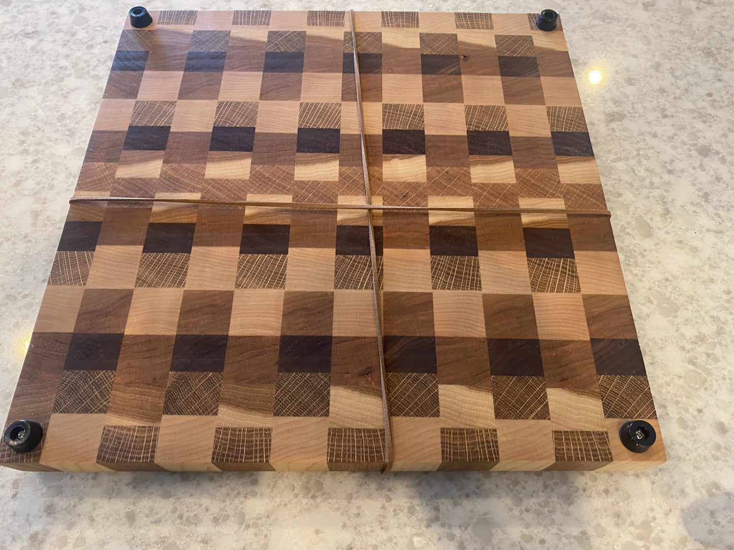 End Grain Cutting Board – Maple, Walnut, Oak & Cherry | 12.25” Square – Timber to Table 07.42