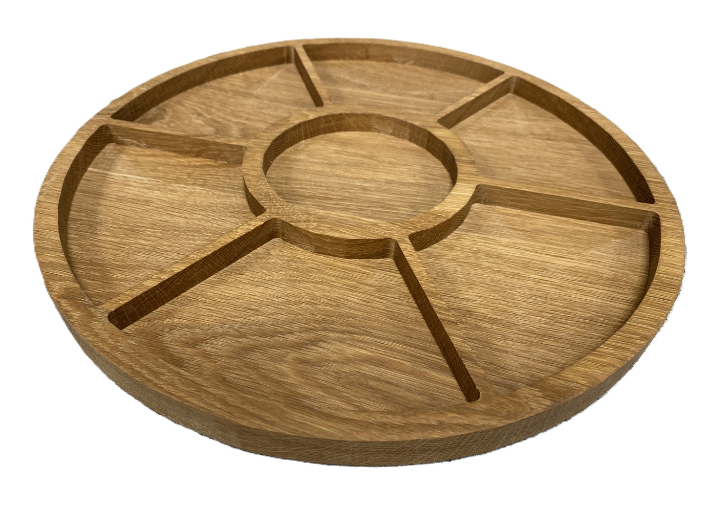 Board 07.08 Oak Round Wooden Snack & Charcuterie Tray | Divided Serving Board