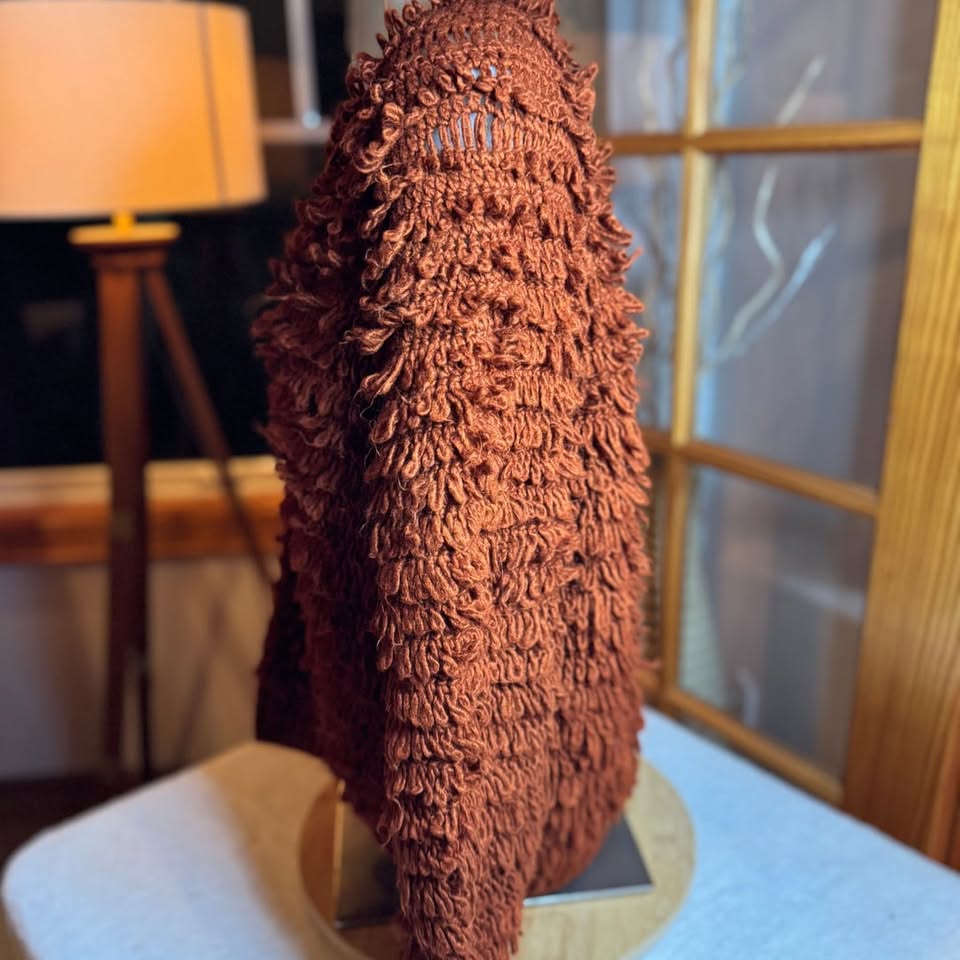 Cozy Textured Loop Knit Cardigan – Warm Rust / Open Front Boho Sweater