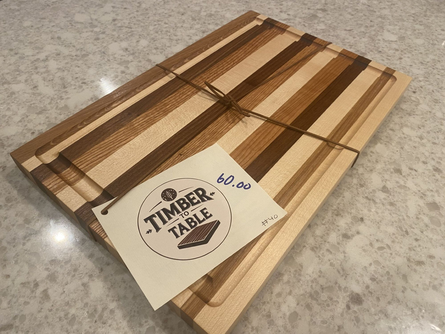 Handmade Maple Walnut Cutting Board: Edge Grain Butcher Block 07.40