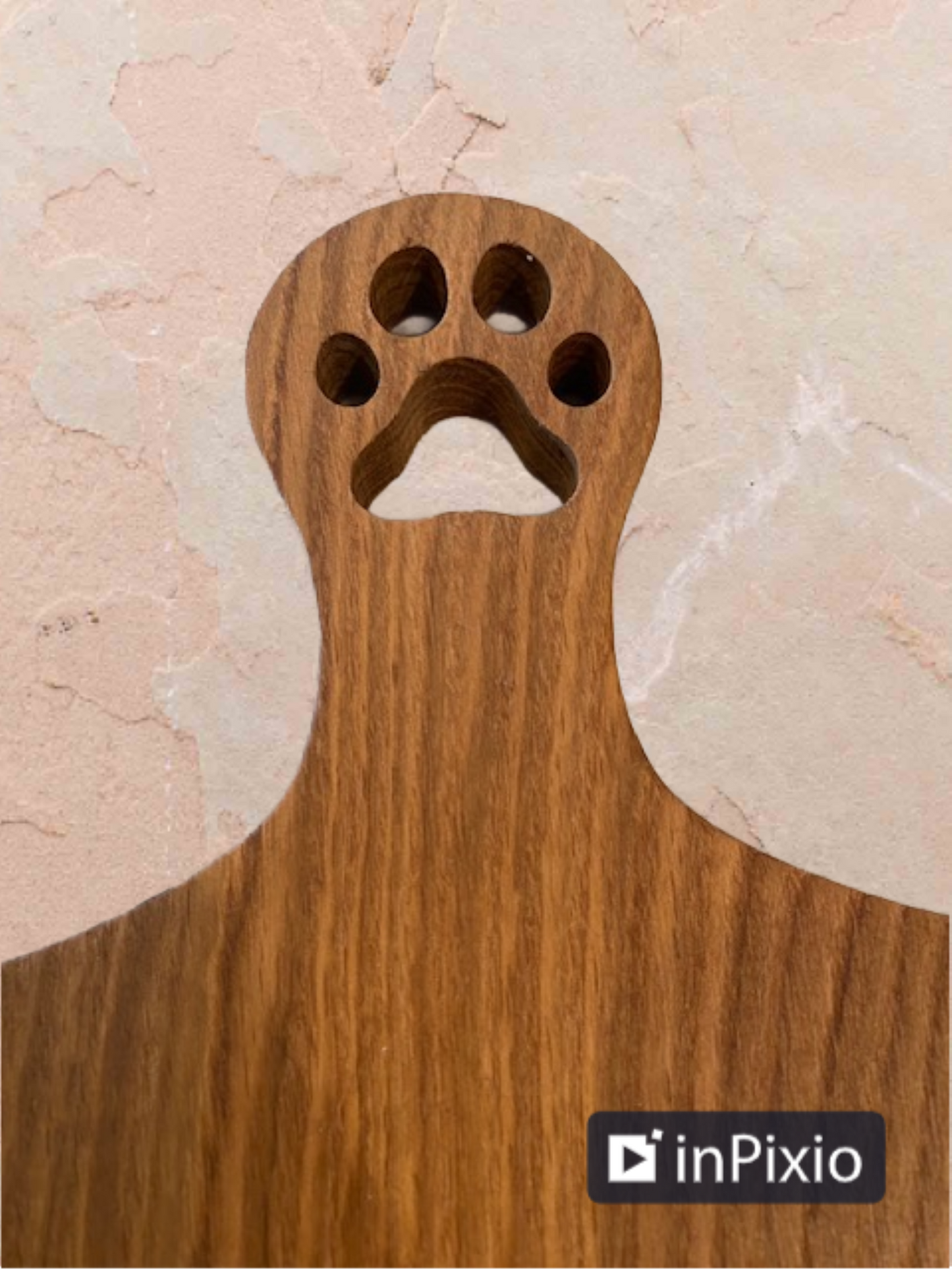 Board 07.16 Small Oak Cutting Board with Puppy Paw Print  Handmade Wood Board