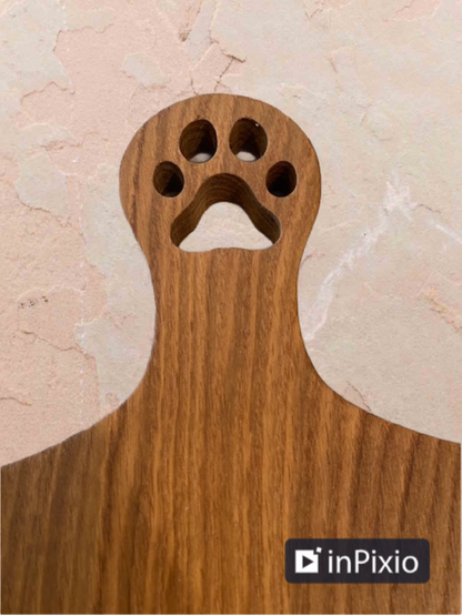 Board 07.16 Small Oak Cutting Board with Puppy Paw Print  Handmade Wood Board