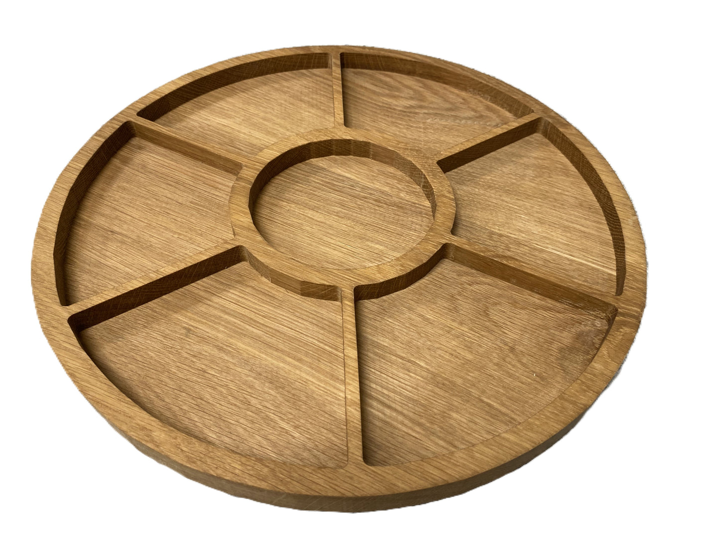 Board 07.08 Oak Round Wooden Snack & Charcuterie Tray | Divided Serving Board