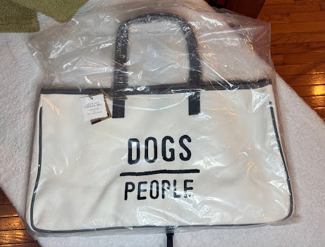 DOGS Over People Canvas Tote Bag – Large Everyday Shoulder Tote for Dog Lovers | Santa Barbara Design Studio