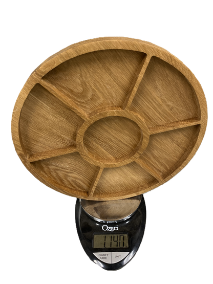 Board 07.08 Oak Round Wooden Snack & Charcuterie Tray | Divided Serving Board