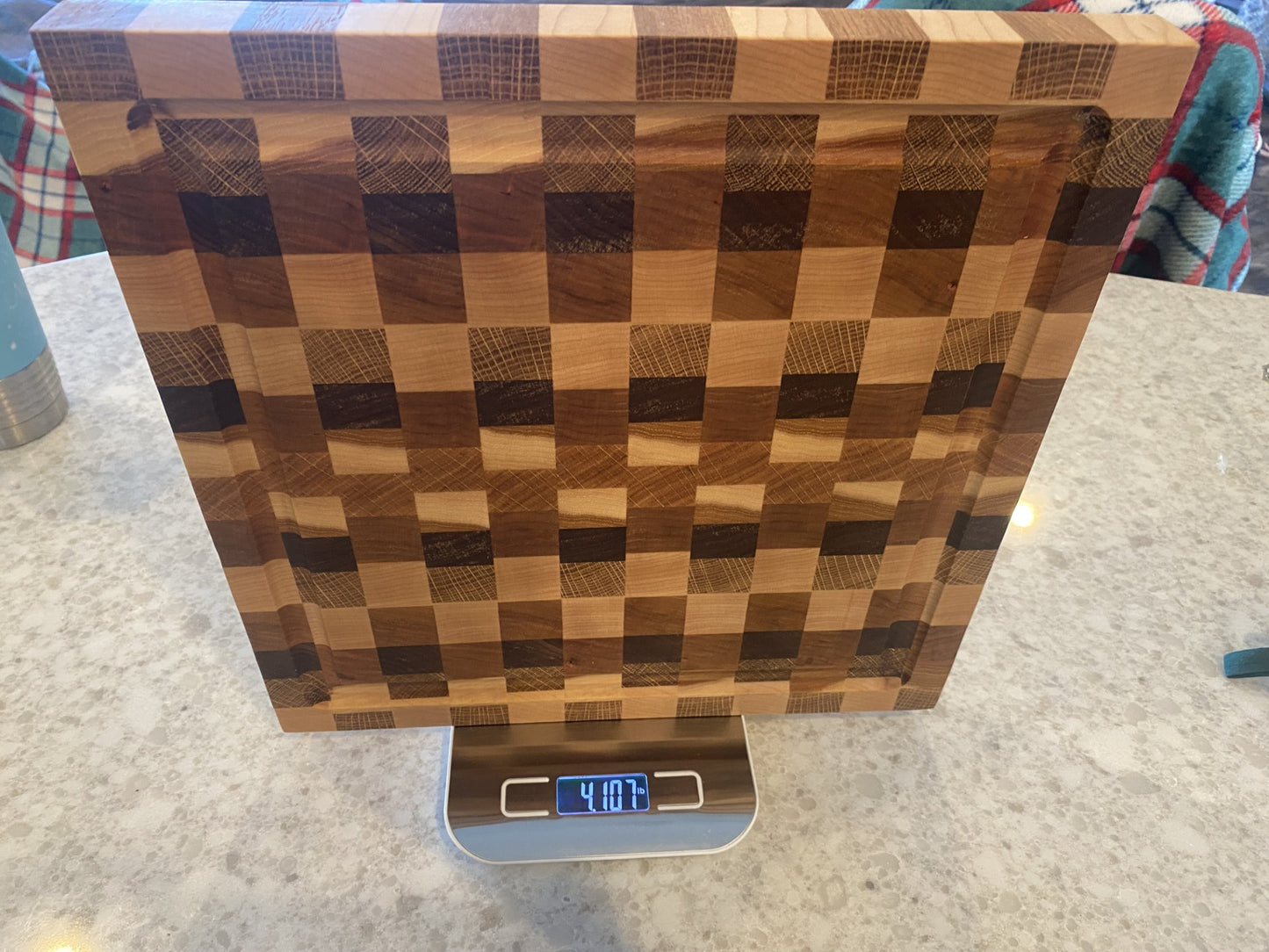 End Grain Cutting Board – Maple, Walnut, Oak & Cherry | 12.25” Square – Timber to Table 07.42