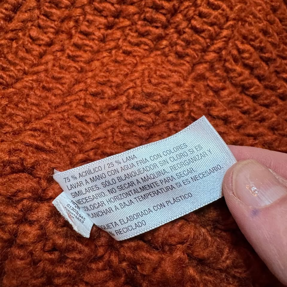 Cozy Textured Loop Knit Cardigan – Warm Rust / Open Front Boho Sweater