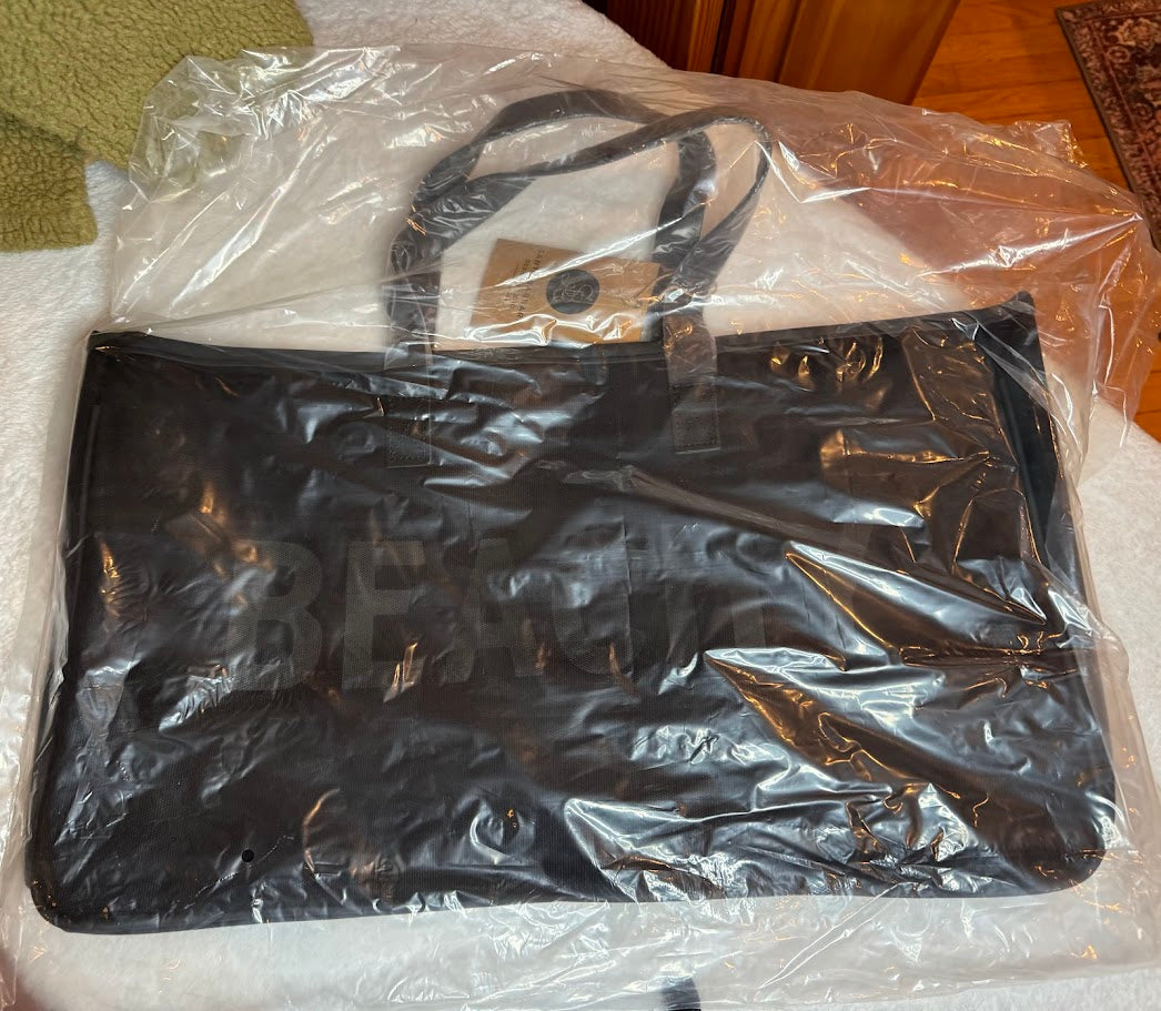 “BEACHY” Black Canvas Tote Bag – Santa Barbara Design Studio | 20” Weekender / Beach & Travel Bag