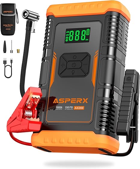 ASPERX AX260 Jump Starter with Built-In Air Compressor — Open Box
