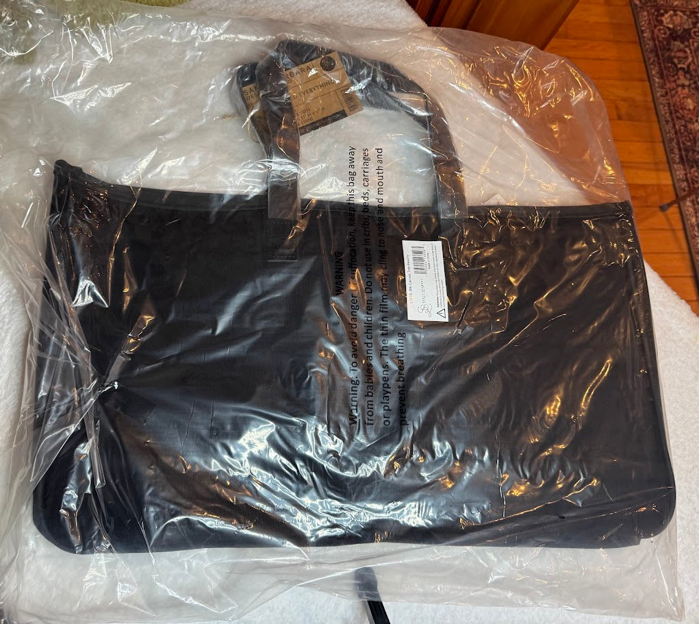 “BEACHY” Black Canvas Tote Bag – Santa Barbara Design Studio | 20” Weekender / Beach & Travel Bag