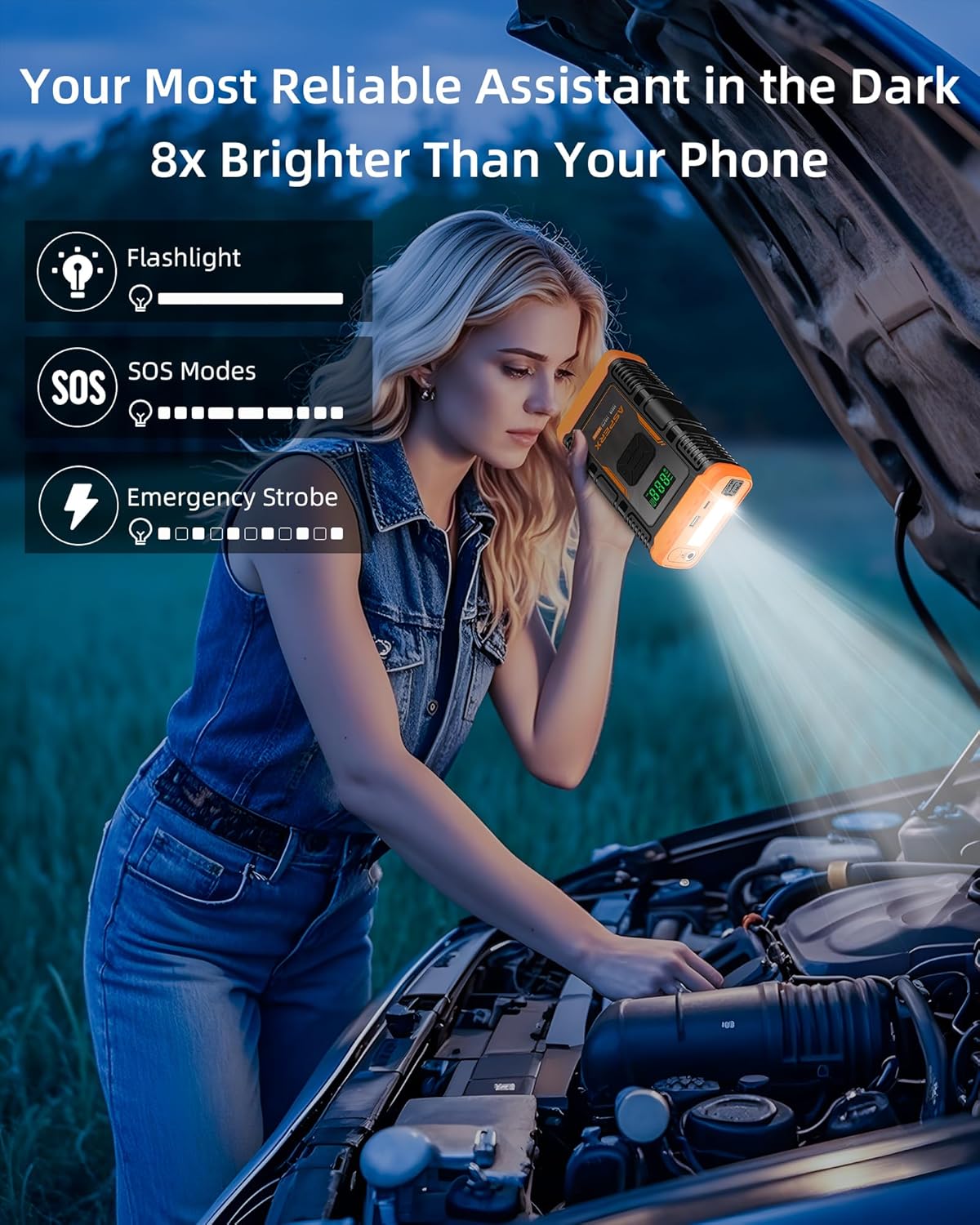 ASPERX AX260 Jump Starter with Built-In Air Compressor — Open Box