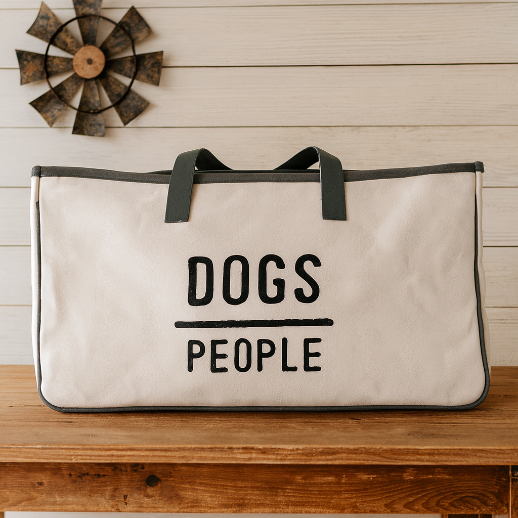 DOGS Over People Canvas Tote Bag – Large Everyday Shoulder Tote for Dog Lovers | Santa Barbara Design Studio