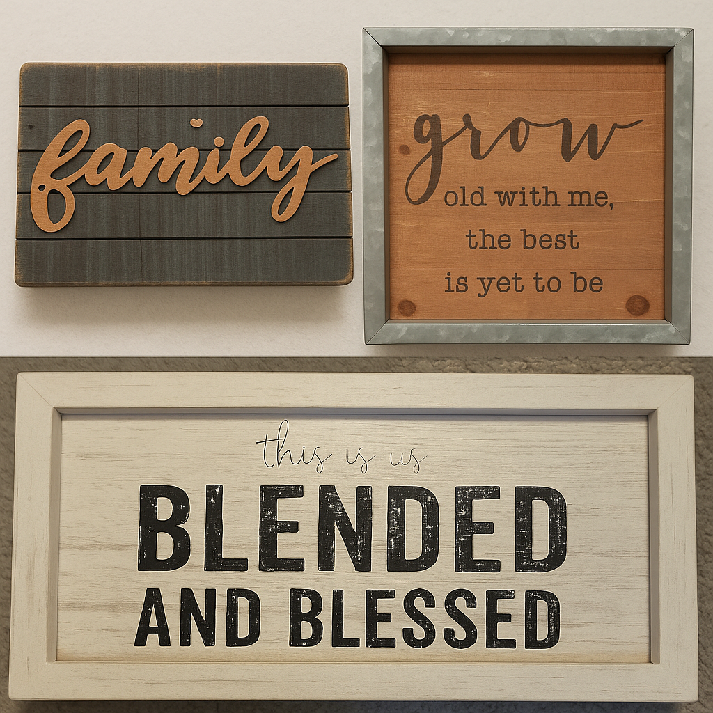 Rustic Wood Sign Trio – Family, Grow Old With Me, Blended & Blessed