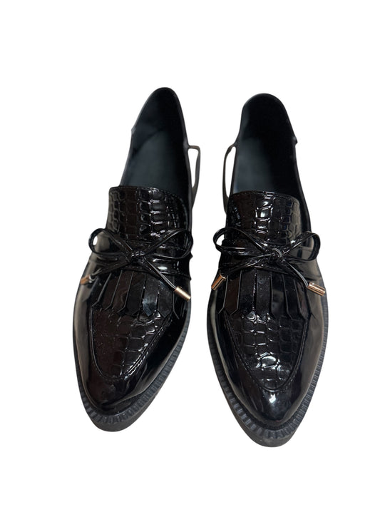 Women’s Black Patent Croc Embossed Tassel Loafers – US 7.5-8 (EU 38)