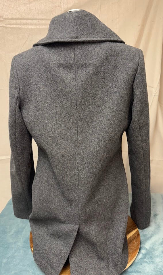 Women’s Merona Gray Peacoat with Black Buttons – Size Small