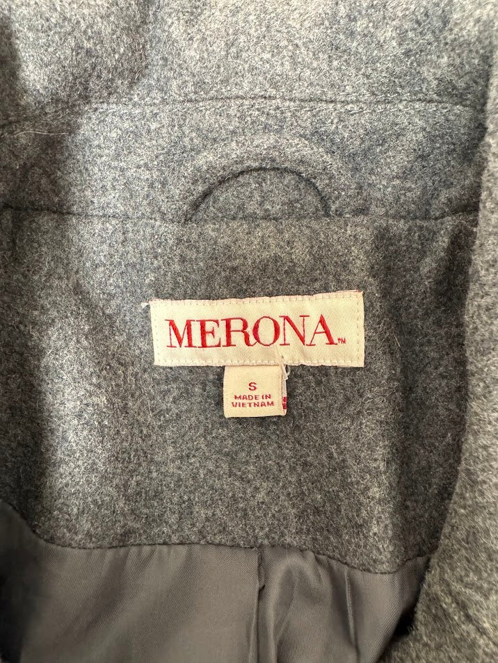 Women’s Merona Gray Peacoat with Black Buttons – Size Small