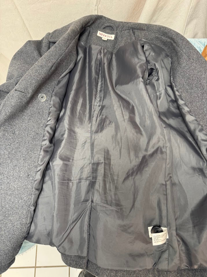 Women’s Merona Gray Peacoat with Black Buttons – Size Small