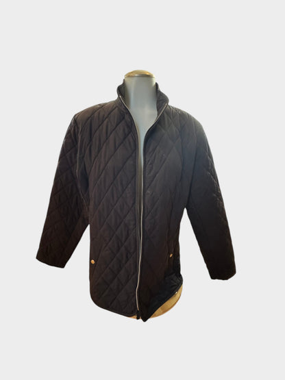 Lands’ End Black Quilted Lightweight Zip Front Jacket Women’s Medium 10-12